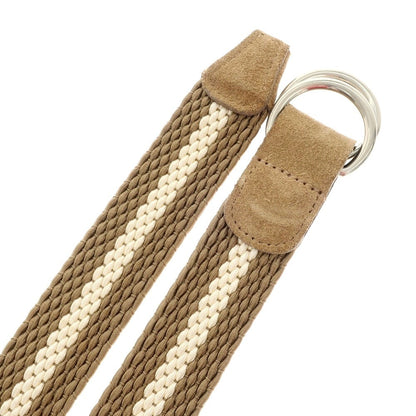 [Used] BEAMS F Elastic Double Ring Mesh Belt Dark Beige x White [80] [Condition Rank B] [Men&