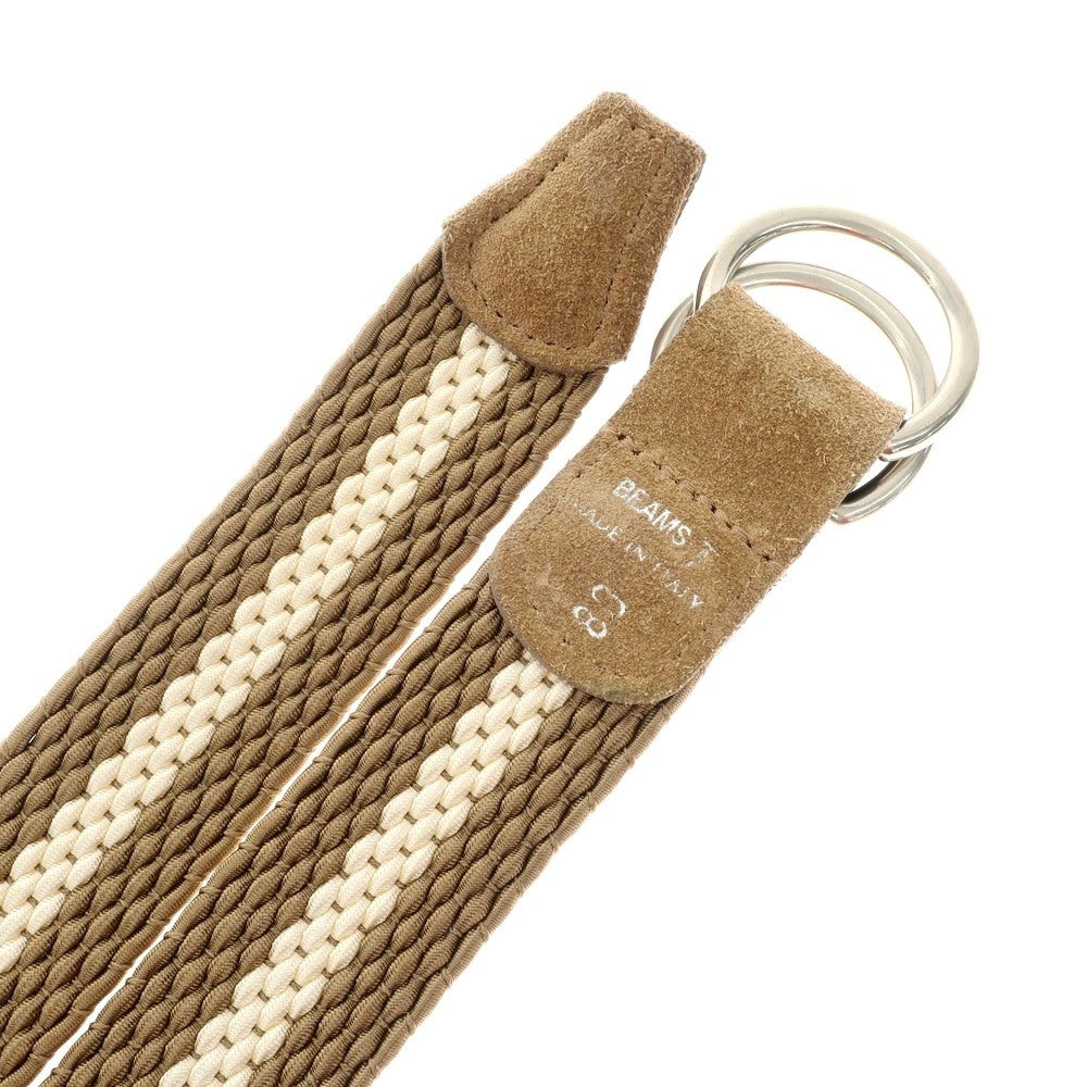 [Used] BEAMS F Elastic Double Ring Mesh Belt Dark Beige x White [80] [Condition Rank B] [Men&