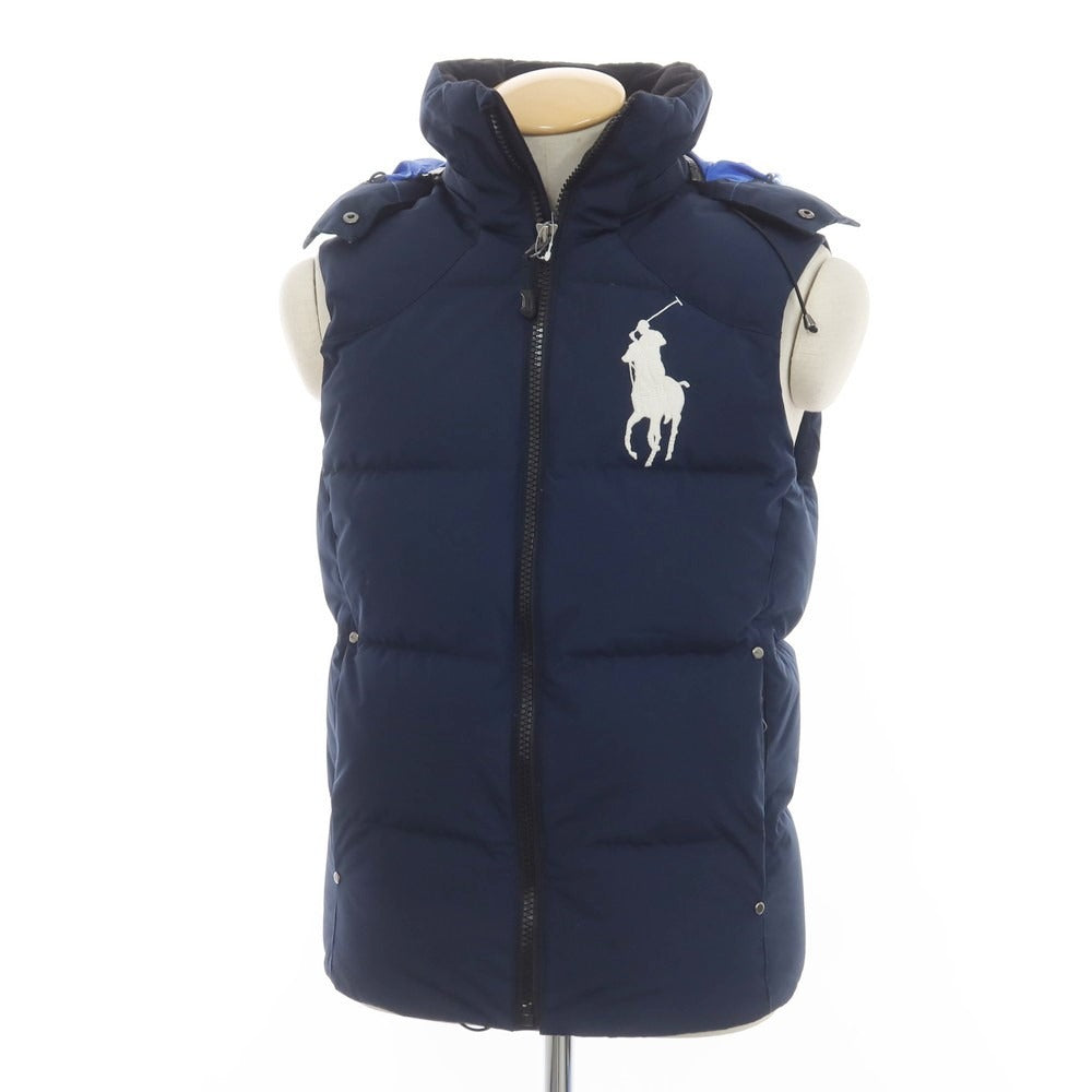 【中古】ポロ ラルフローレン Polo Ralph Lauren ポリエステル スタンドカラー ダウンベスト ネイビー【 XS 】【 状態ランクB 】【 メンズ 】