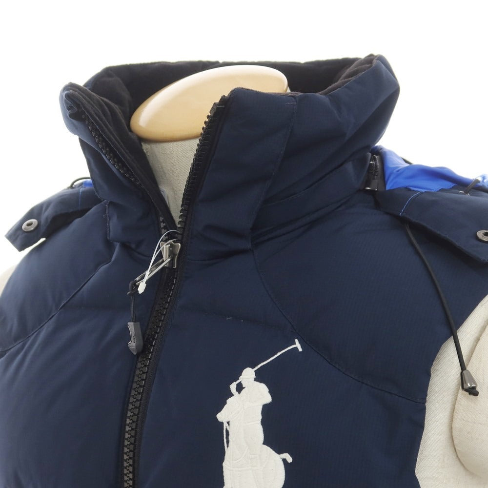 【中古】ポロ ラルフローレン Polo Ralph Lauren ポリエステル スタンドカラー ダウンベスト ネイビー【 XS 】【 状態ランクB 】【 メンズ 】