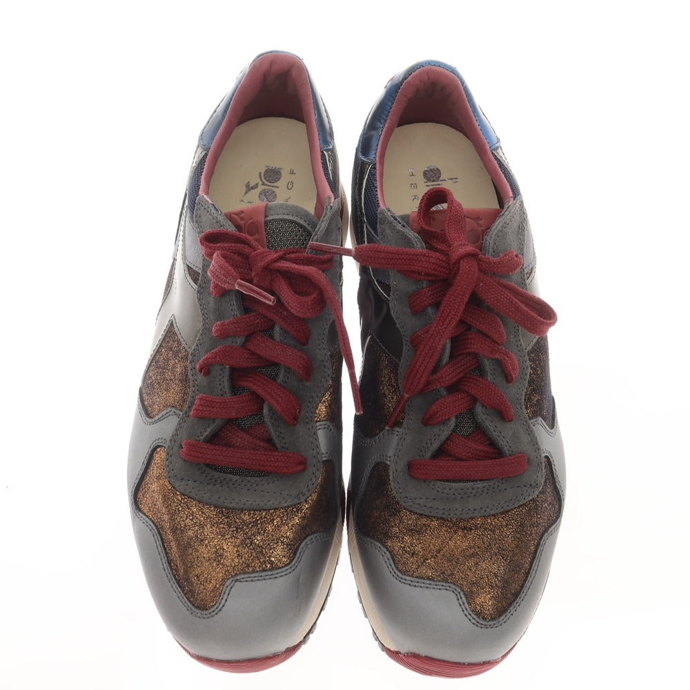 [Used] Diadora HERITAGE TRIDENT 90 LUXURY sneakers, grey x orange gold x burgundy [26.5] [Condition rank A] [Men&