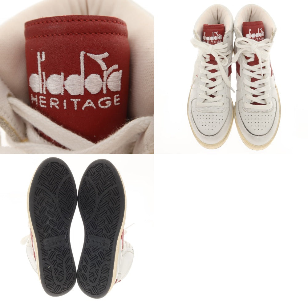 [Used] [Unused] Diadora HERITAGE MI BASKET Leather Basketball Sneakers White x Red [27] [Condition Rank S] [Men&