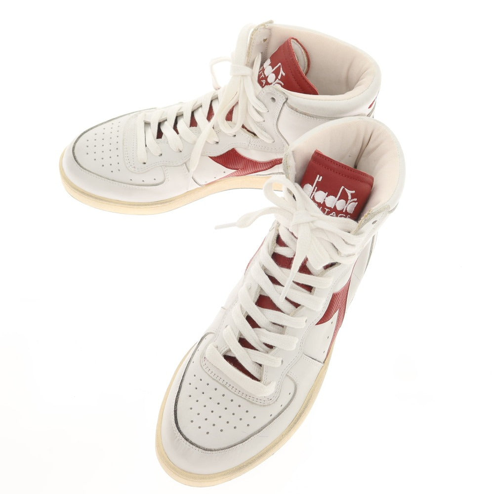 [Used] [Unused] Diadora HERITAGE MI BASKET Leather Basketball Sneakers White x Red [27] [Condition Rank S] [Men&