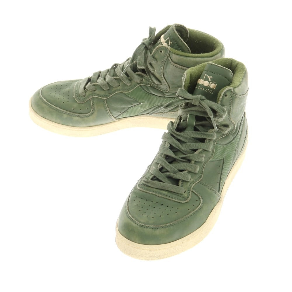 [Used] [Unused] Diadora Leather Distressed High-top Sneakers Green [27] [Condition Rank S] [Men&