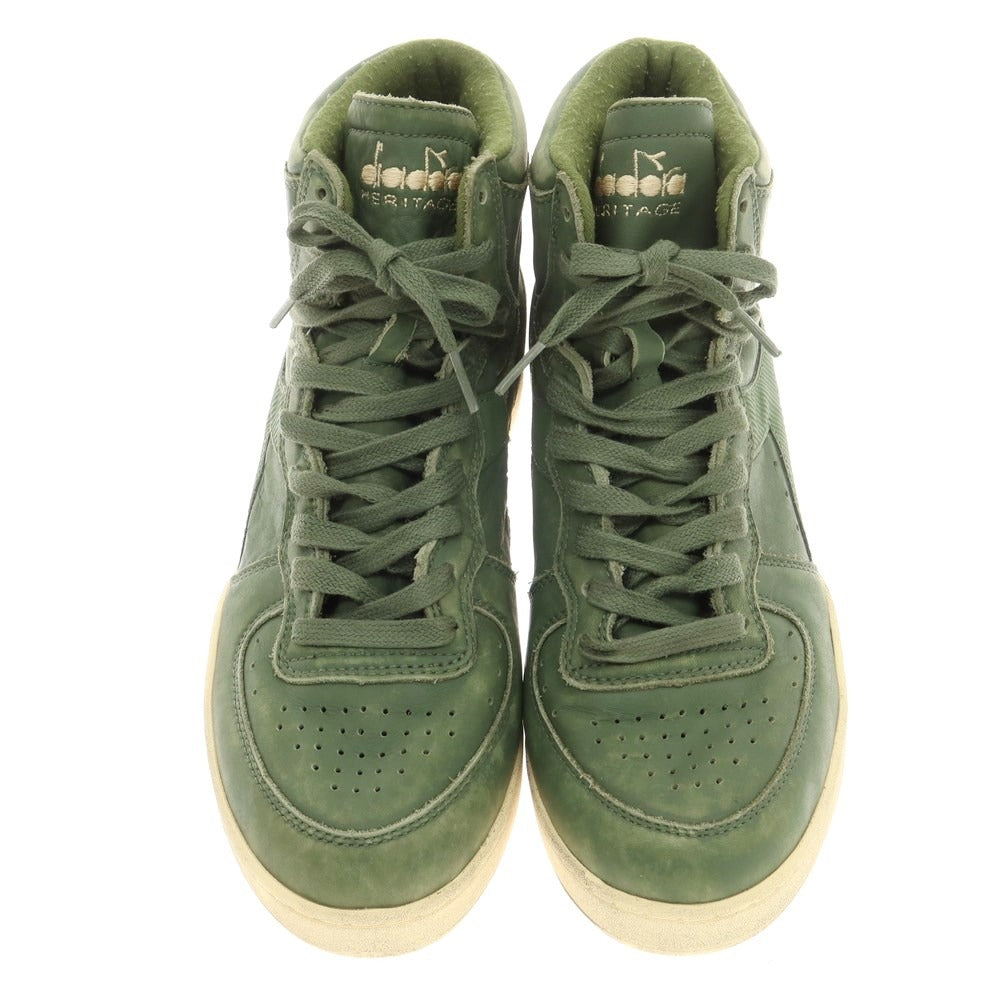 [Used] [Unused] Diadora Leather Distressed High-top Sneakers Green [27] [Condition Rank S] [Men&