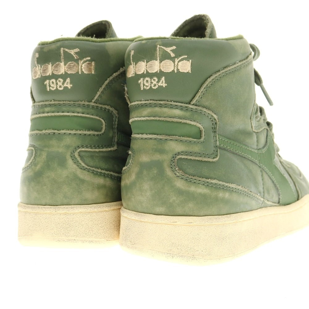 [Used] [Unused] Diadora Leather Distressed High-top Sneakers Green [27] [Condition Rank S] [Men&