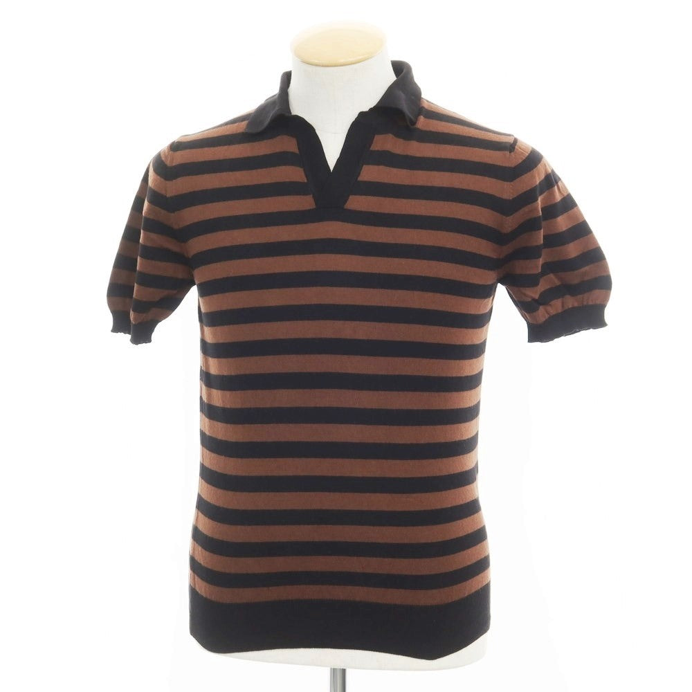 [Used] BEAMS F Cotton Short Sleeve Polo Knit Brown x Black [Size 46] [BRW] [S/S] [Condition Rank C] [Men&