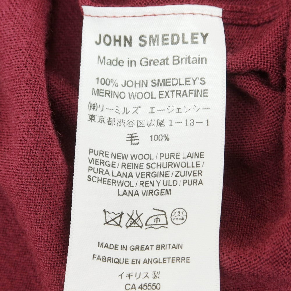 【中古】ジョンスメドレー JOHN SMEDLEY ウール カーディガン ワインレッド【 S 】【 状態ランクB 】【 メンズ 】