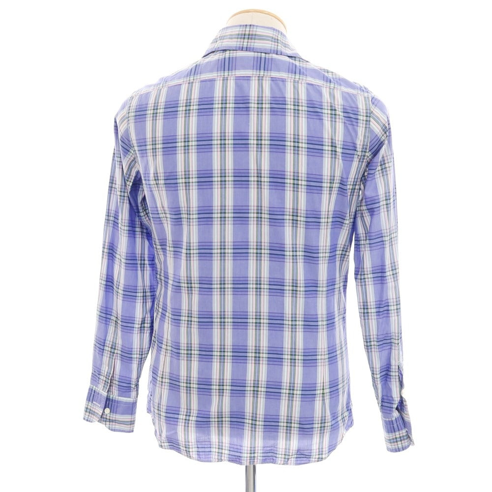 [Used] UNITED ARROWS Cotton Check Wide Collar Casual Shirt Lavender [S] [Condition Rank B] ​​[Men&