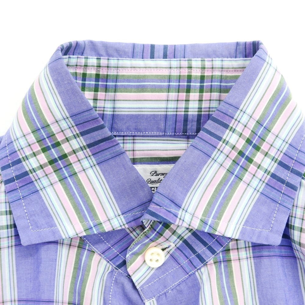 [Used] UNITED ARROWS Cotton Check Wide Collar Casual Shirt Lavender [S] [Condition Rank B] ​​[Men&