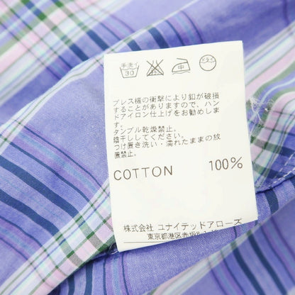 [Used] UNITED ARROWS Cotton Check Wide Collar Casual Shirt Lavender [S] [Condition Rank B] ​​[Men&