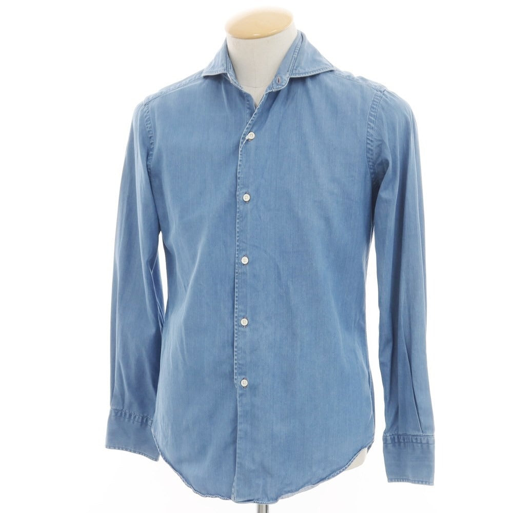 [Used] SHIPS Cotton SLIM FIT Horizontal Collar Casual Shirt Blue [S] [Condition Rank C] [Men&