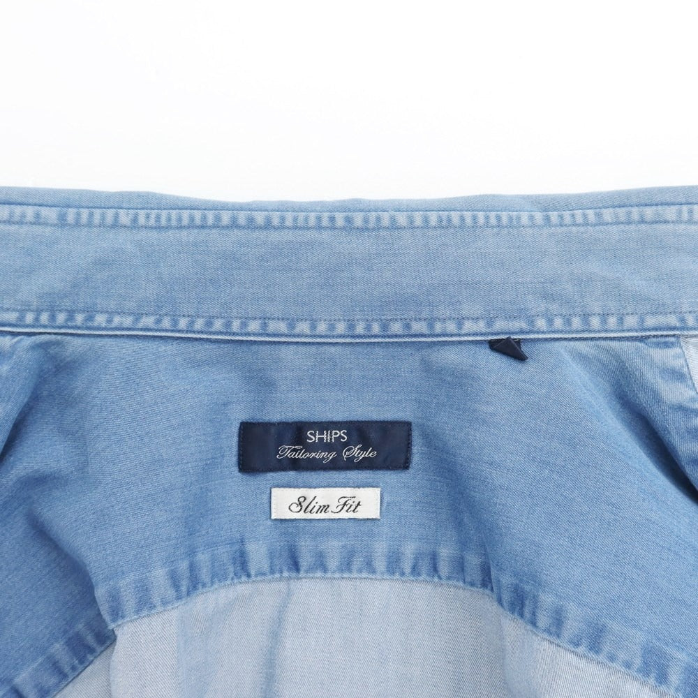 [Used] SHIPS Cotton SLIM FIT Horizontal Collar Casual Shirt Blue [S] [Condition Rank C] [Men&