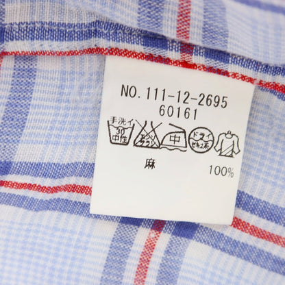 [Used] SHIPS Linen Check Wide Collar Casual Shirt Blue x White [S] [Condition Rank B] ​​[Men&