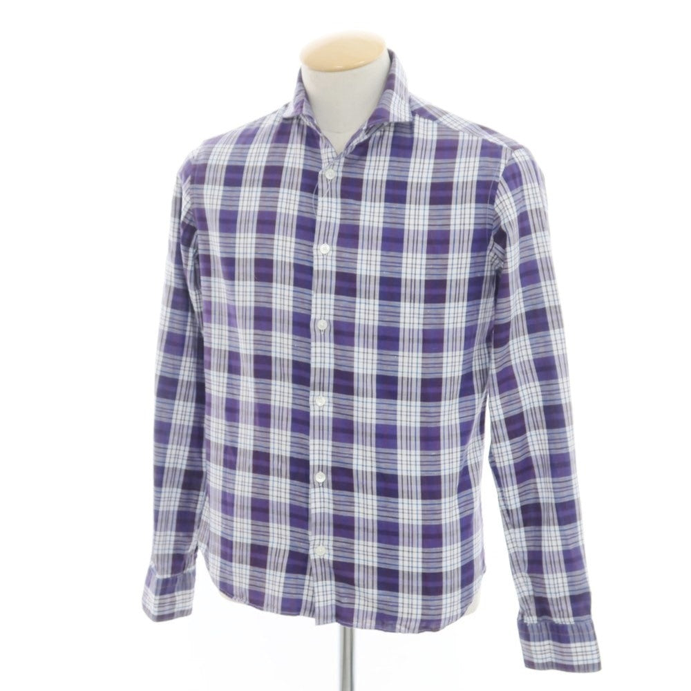 [Used] EDIFICE Cotton Linen Check Casual Shirt Purple [38] [Condition Rank B] ​​[Men&