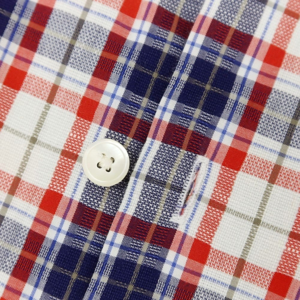 [Used] EDIFICE Cotton Linen Check Casual Shirt White x Navy x Red [38] [Condition Rank B] ​​[Men&