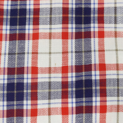 [Used] EDIFICE Cotton Linen Check Casual Shirt White x Navy x Red [38] [Condition Rank B] ​​[Men&