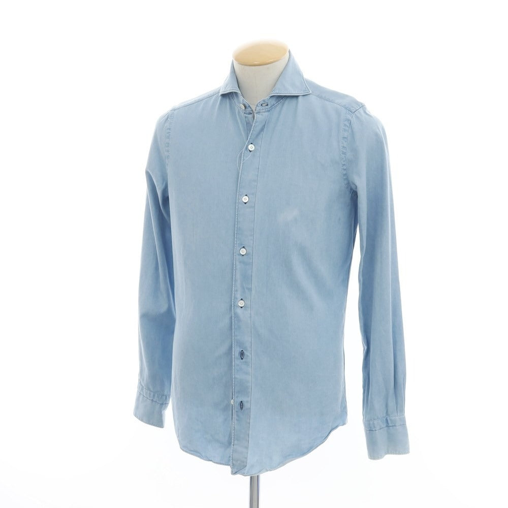 [Used] Finamore Chambray Casual Shirt, Light Blue [37] [Condition Rank C] [Men&