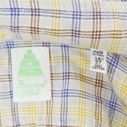 【中古】フィナモレ Finamore チェック ネルシャツ グレーxイエロー×ブルー系【 37 】【 状態ランクB 】【 メンズ 】