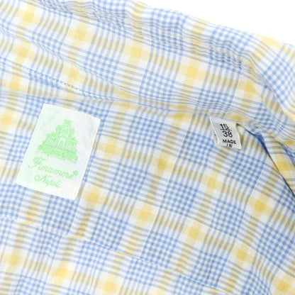 [Used] Finamore Check Cotton Casual Shirt Blue x Yellow x White [38] [Condition Rank B] ​​[Men&