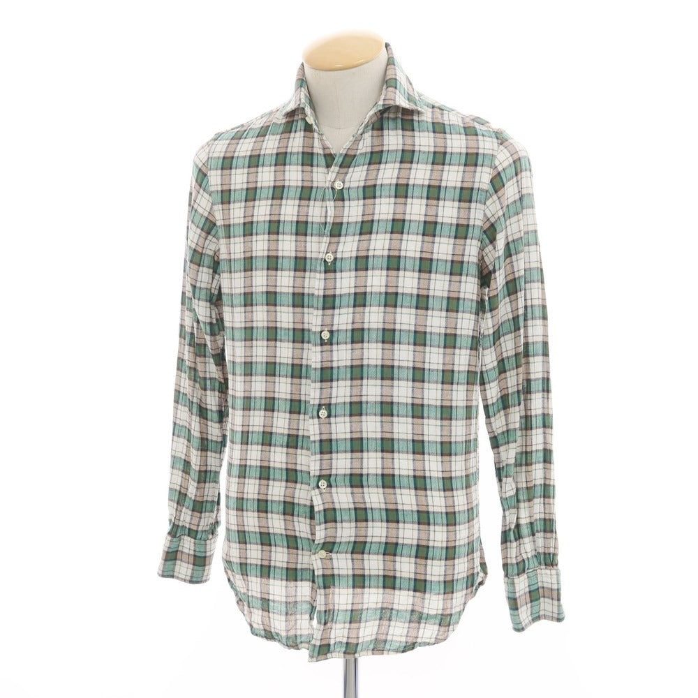 [Used] GUY ROVER Cotton Linen Check Casual Shirt Green x Beige [XS] [Condition Rank B] ​​[Men&