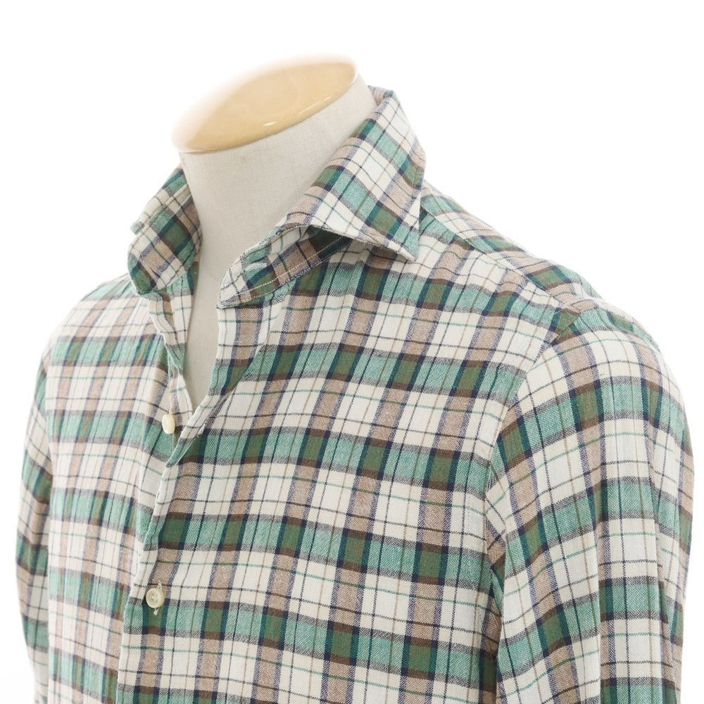 [Used] GUY ROVER Cotton Linen Check Casual Shirt Green x Beige [XS] [Condition Rank B] ​​[Men&