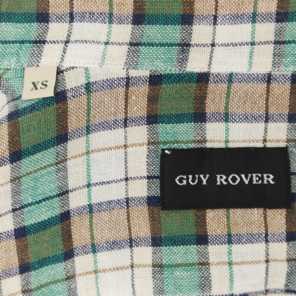 [Used] GUY ROVER Cotton Linen Check Casual Shirt Green x Beige [XS] [Condition Rank B] ​​[Men&