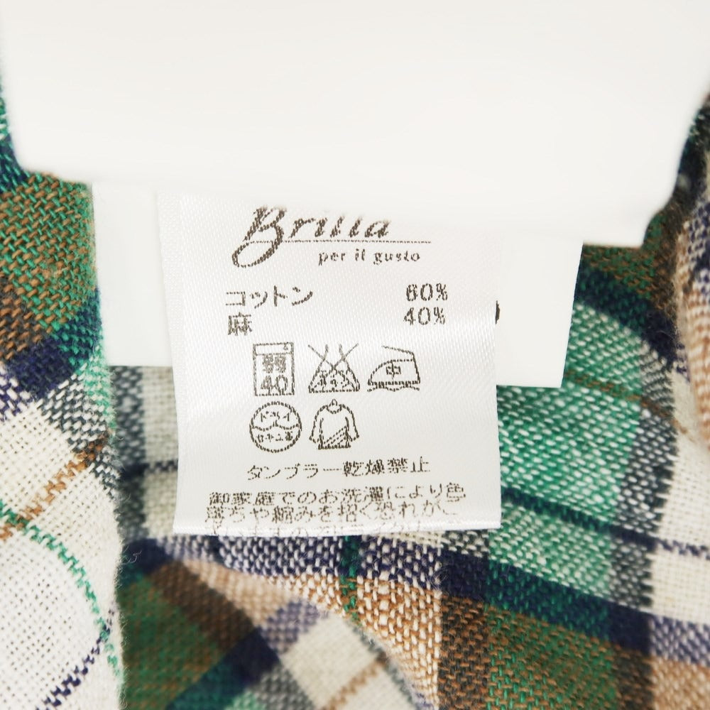 [Used] GUY ROVER Cotton Linen Check Casual Shirt Green x Beige [XS] [Condition Rank B] ​​[Men&