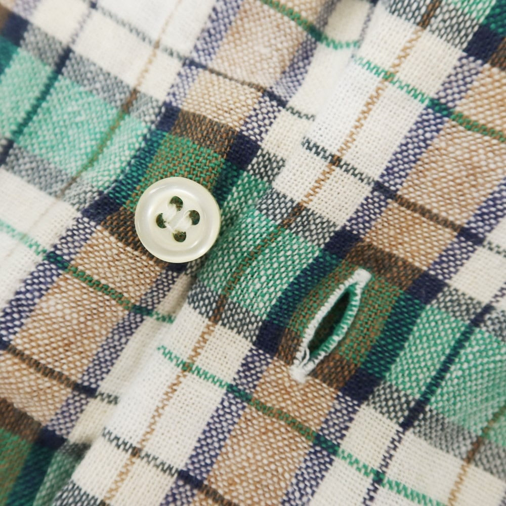 [Used] GUY ROVER Cotton Linen Check Casual Shirt Green x Beige [XS] [Condition Rank B] ​​[Men&