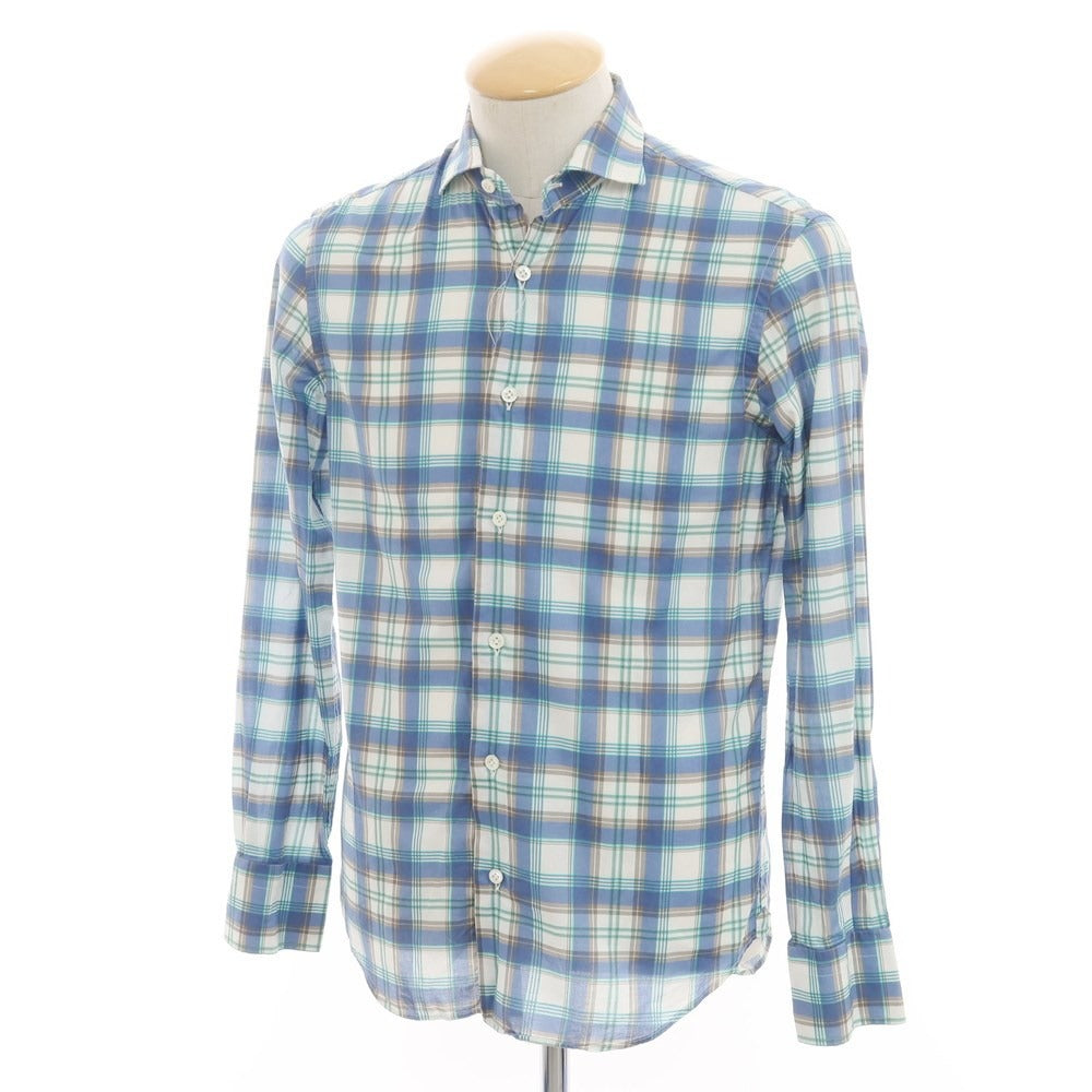 [Used] Emme te. Enne Check print casual shirt, blue x white [XS] [Condition rank B] ​​[Men&