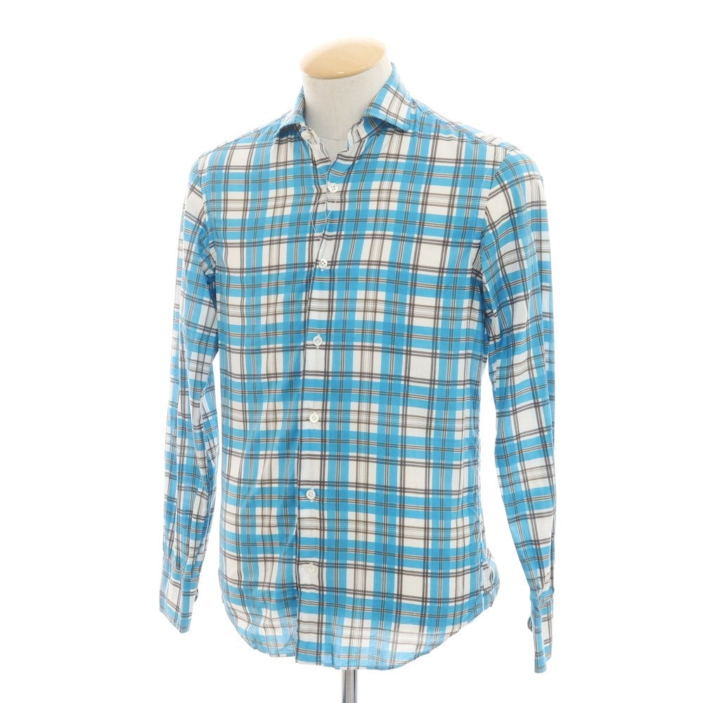 [Used] Emme te. Enne Check print casual shirt, blue x white [XS] [Condition rank B] ​​[Men&