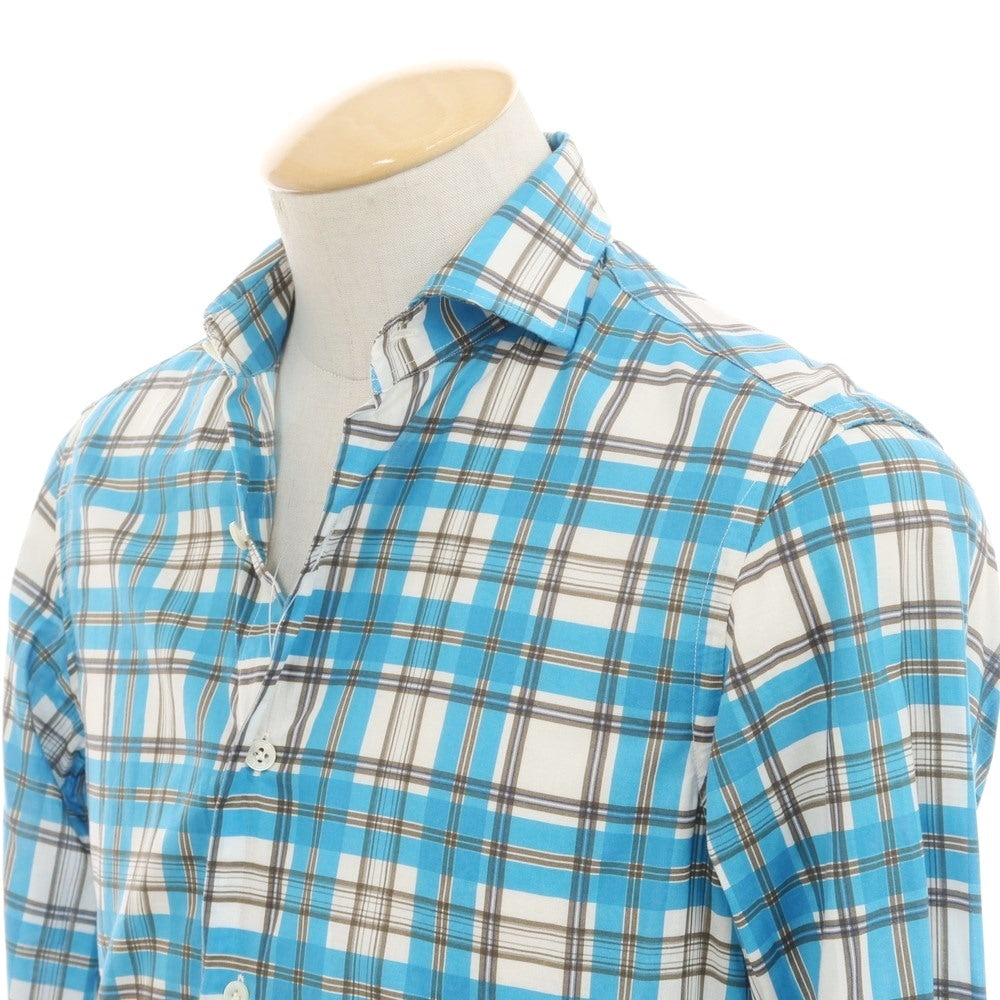 [Used] Emme te. Enne Check print casual shirt, blue x white [XS] [Condition rank B] ​​[Men&