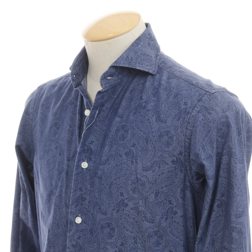 [Used] BEAMS F Chambray Paisley Pattern Casual Shirt Navy [XS] [Condition Rank B] ​​[Men&