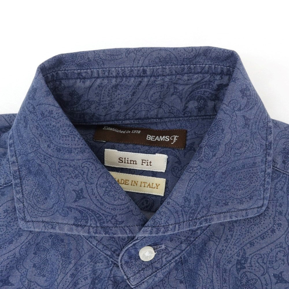 [Used] BEAMS F Chambray Paisley Pattern Casual Shirt Navy [XS] [Condition Rank B] ​​[Men&