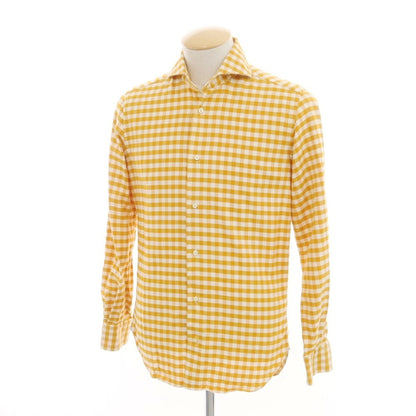 [Used] DANOLIS Cotton Check Casual Shirt Orange x Ivory [XS] [Condition Rank B] ​​[Men&