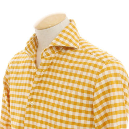 [Used] DANOLIS Cotton Check Casual Shirt Orange x Ivory [XS] [Condition Rank B] ​​[Men&