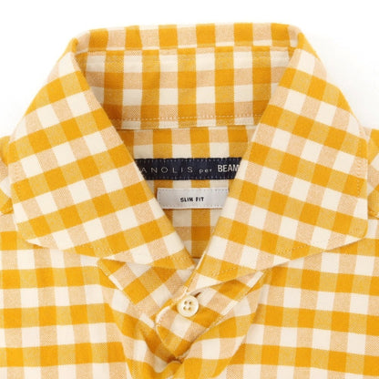 [Used] DANOLIS Cotton Check Casual Shirt Orange x Ivory [XS] [Condition Rank B] ​​[Men&