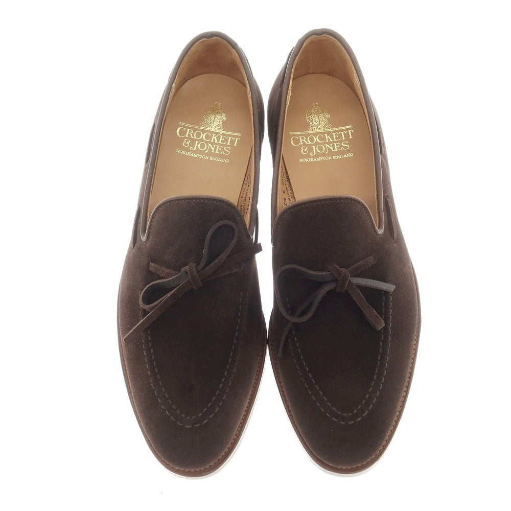 【中古】クロケットアンドジョーンズ CROCKETT&amp;JONES SOUTHPORT スエード リボンローファー ダークブラウン【 7 1/2E 】【 状態ランクA 】【 メンズ 】