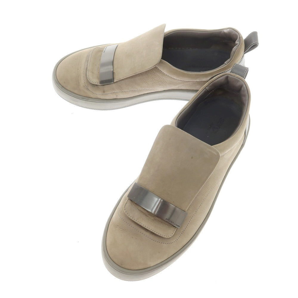 [Used] Sergio Rossi Nubuck Leather Slip-on Sneakers Beige [5] [Condition Rank C] [Men&