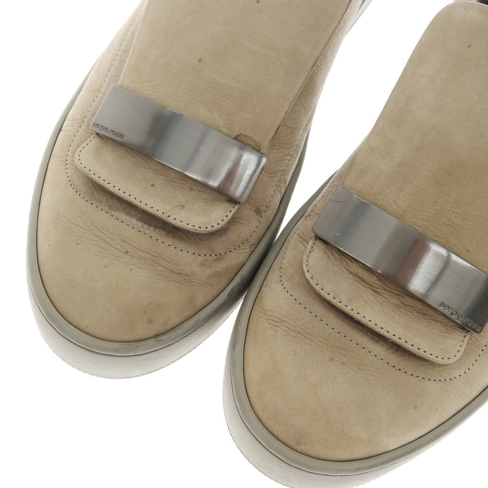 [Used] Sergio Rossi Nubuck Leather Slip-on Sneakers Beige [5] [Condition Rank C] [Men&