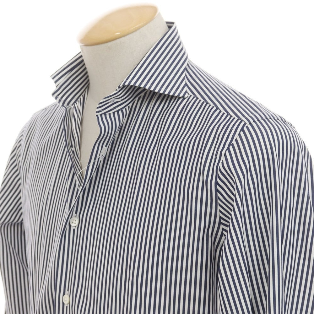 [Used] Makers Shirt Kamakura Striped Dress Shirt Off-White x Navy [37] [Condition Rank B] ​​[Men&