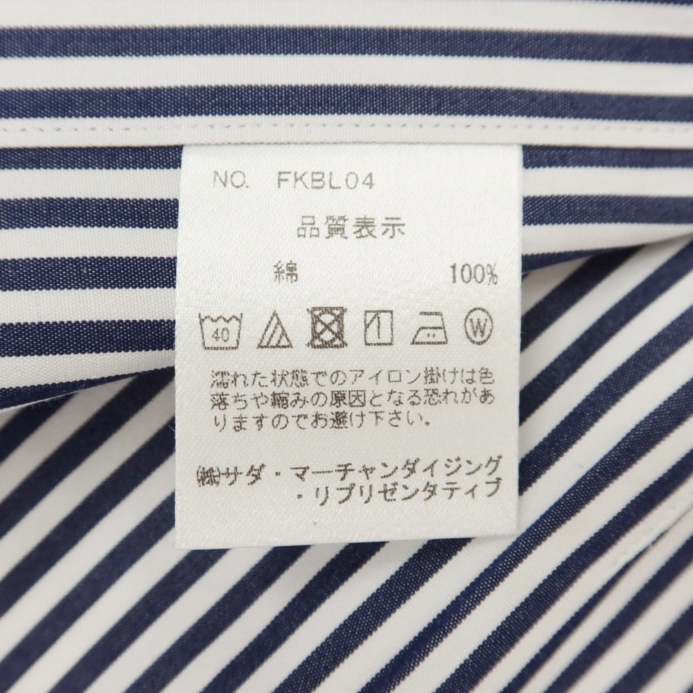 【中古】メイカーズシャツ カマクラ Makers Shirt 鎌倉 ストライプ ドレスシャツ オフホワイトxネイビー【 37 】【 状態ランクB 】【 メンズ 】