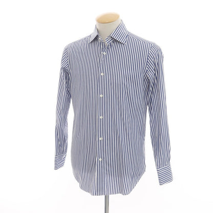 [Used] Makers Shirt Kamakura Striped Dress Shirt White x Blue [37] [Condition Rank B] ​​[Men&