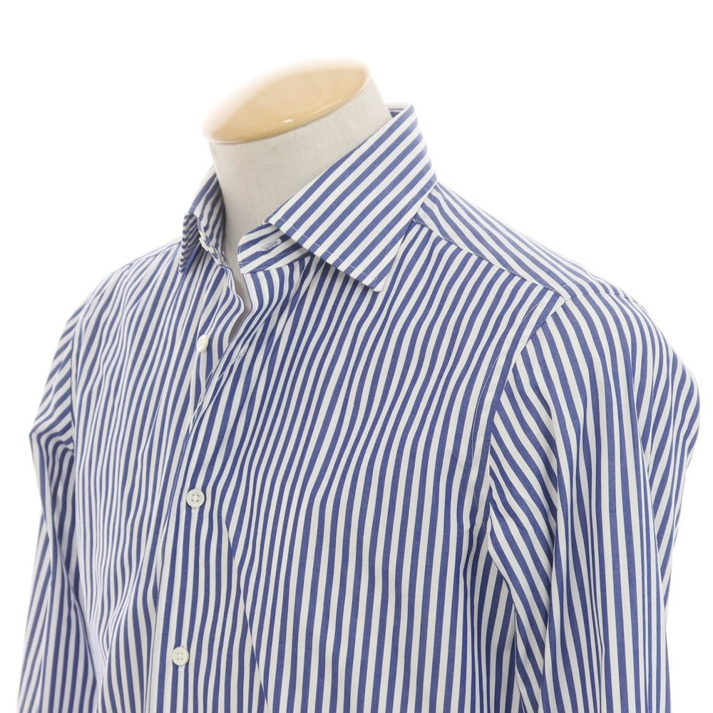 [Used] Makers Shirt Kamakura Striped Dress Shirt White x Blue [37] [Condition Rank B] ​​[Men&