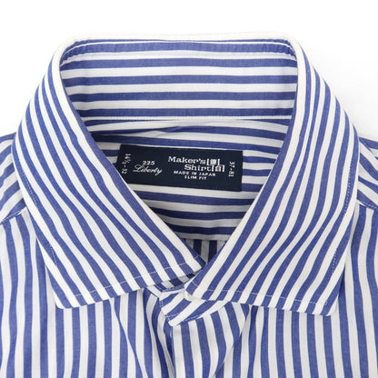 [Used] Makers Shirt Kamakura Striped Dress Shirt White x Blue [37] [Condition Rank B] ​​[Men&