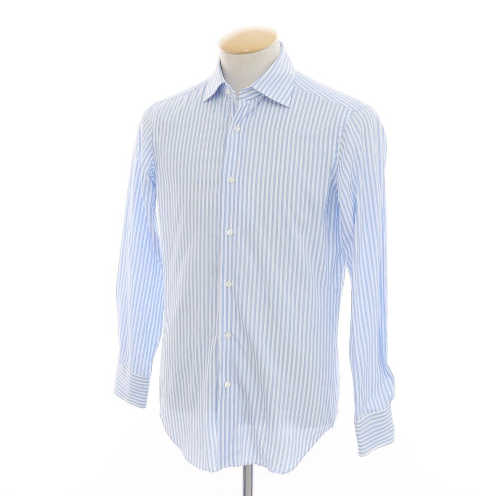 [Used] Makers Shirt Kamakura Striped Dress Shirt White x Light Blue [37] [Condition Rank B] ​​[Men&