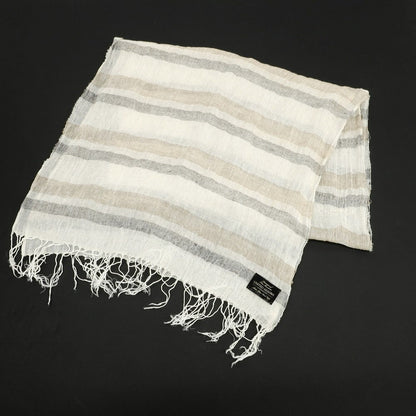 [Used] UNITED ARROWS striped linen stole, white x brown [Condition: C] [Men&