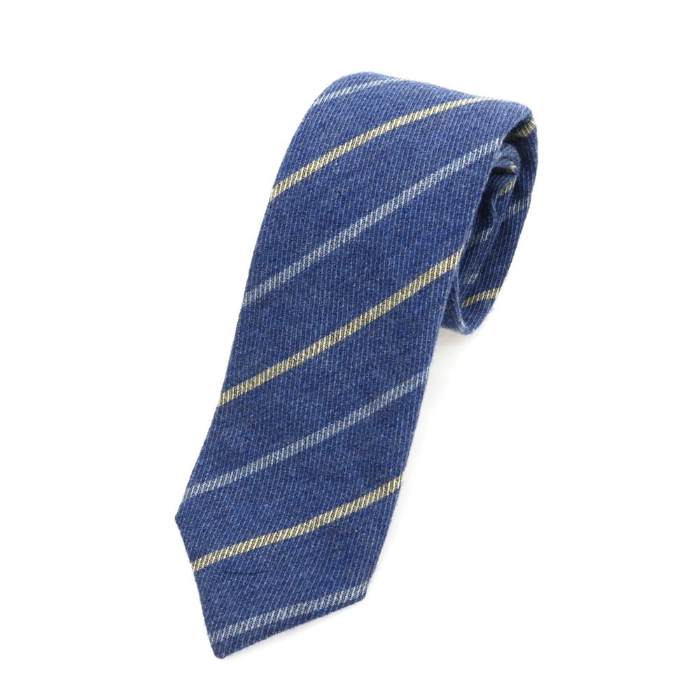 【中古】チフォネリ Cifonelli ISETAN MENS別注 カシミヤシルク ストライプ柄ネクタイ ダークブルーxライトイエロー【BLU】【A/W】【状態ランクB】【メンズ】【759077】 [EPD]
