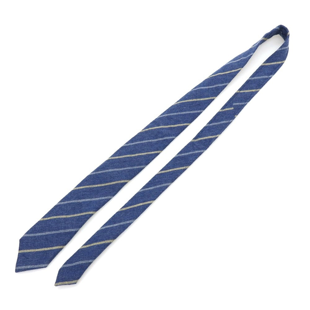 【中古】チフォネリ Cifonelli ISETAN MENS別注 カシミヤシルク ストライプ柄ネクタイ ダークブルーxライトイエロー【BLU】【A/W】【状態ランクB】【メンズ】【759077】 [EPD]