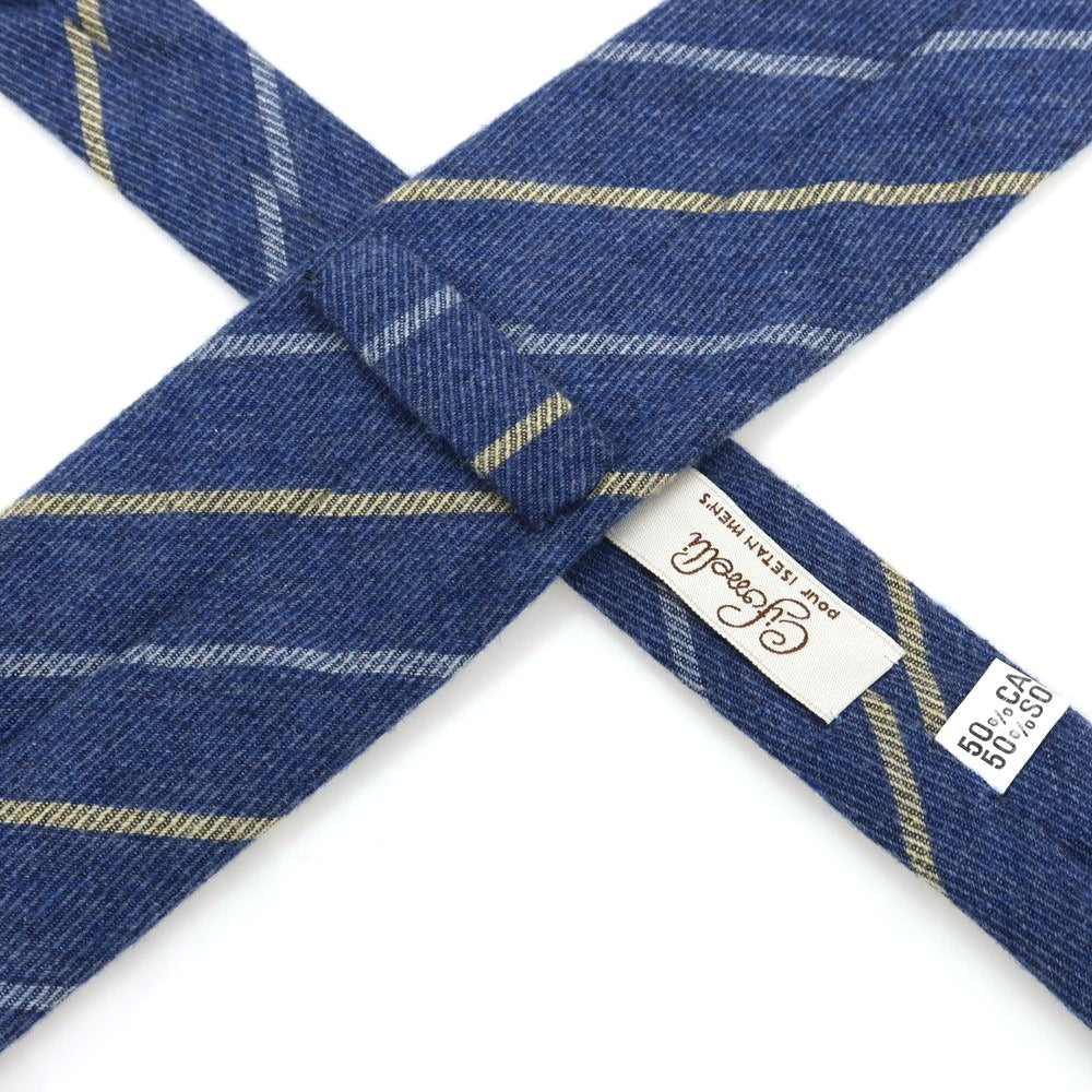 【中古】チフォネリ Cifonelli ISETAN MENS別注 カシミヤシルク ストライプ柄ネクタイ ダークブルーxライトイエロー【BLU】【A/W】【状態ランクB】【メンズ】【759077】 [EPD]
